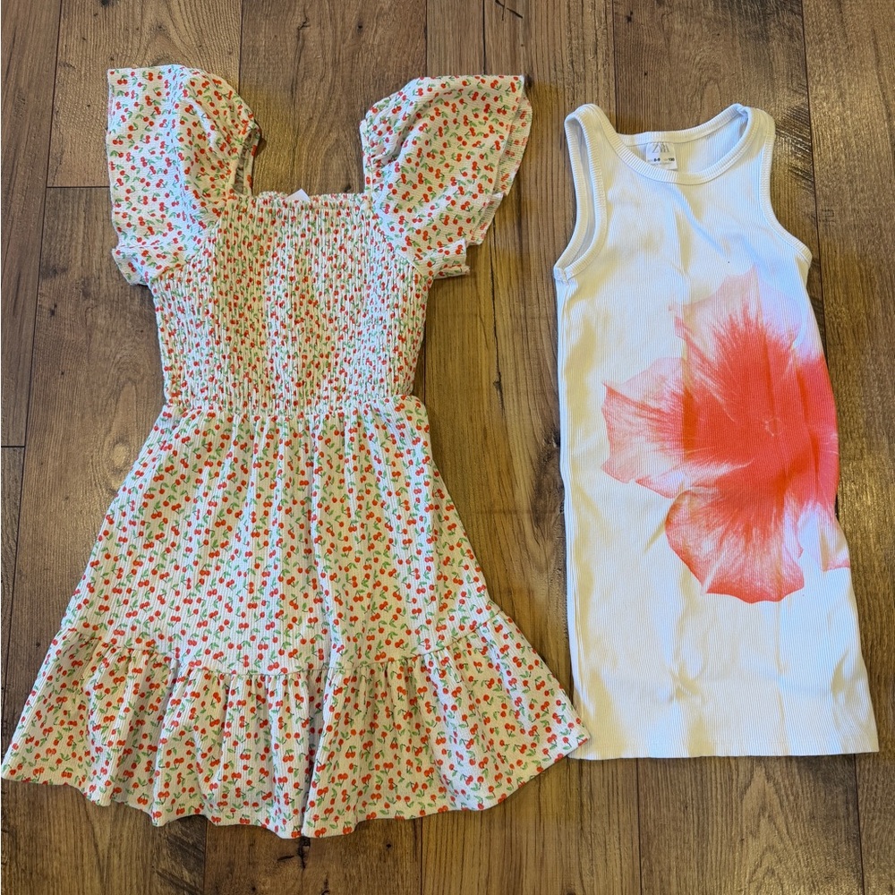 Zara Girls Cherry Print Dress and Flower Print Dress Set bundle - FREE SHIP